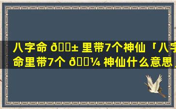 八字命 🐱 里带7个神仙「八字命里带7个 🌼 神仙什么意思」